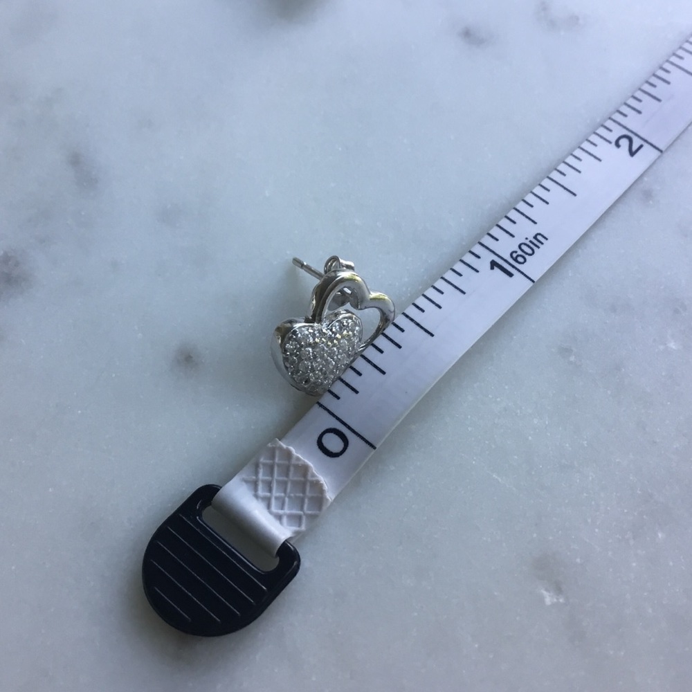Sterling Silver Cz Heart Earrings - Picture 3 of 16